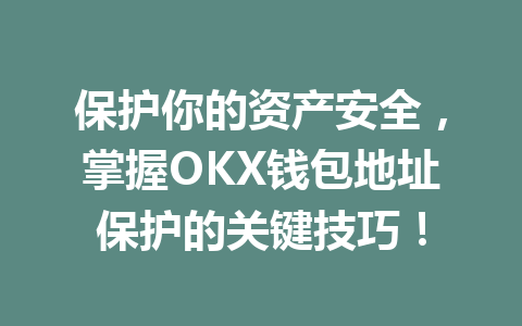 保护你的资产安全，掌握OKX钱包地址保护的关键技巧！ 一