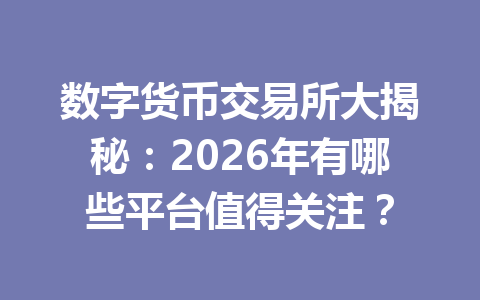 数字货币交易所大揭秘:2026年有哪些平台值得关注? 一