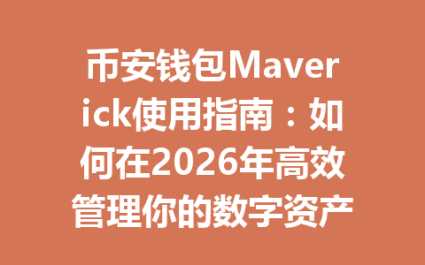币安钱包Maverick使用指南:如何在2026年高效管理你的数字资产 一