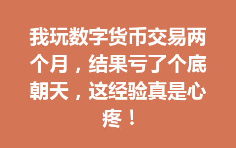 我玩数字货币交易两个月，结果亏了个底朝天，这经验真是心疼！ 一