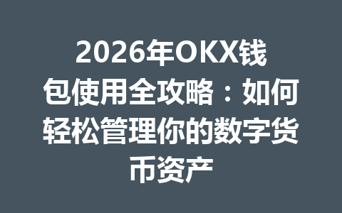 2026年OKX钱包使用全攻略:如何轻松管理你的数字货币资产 一