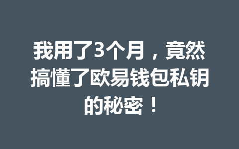 我用了3个月,竟然搞懂了欧易钱包私钥的秘密! 一