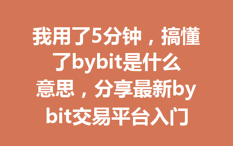我用了5分钟,搞懂了bybit是什么意思,分享最新bybit交易平台入门指南 一