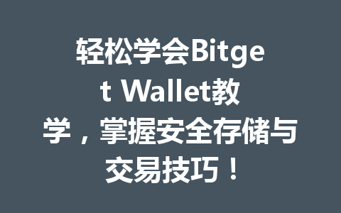 轻松学会Bitget Wallet教学,掌握安全存储与交易技巧! 一