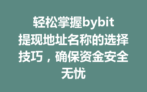 轻松掌握bybit提现地址名称的选择技巧,确保资金安全无忧 一