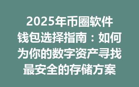 2025年币圈软件钱包选择指南：如何为你的数字资产寻找最安全的存储方案 一