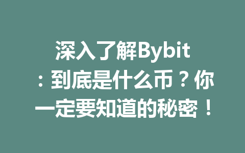 深入了解Bybit：到底是什么币？你一定要知道的秘密！ 一
