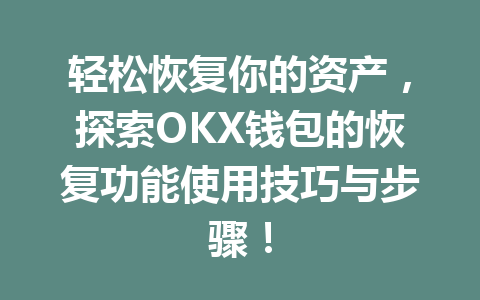 轻松恢复你的资产,探索OKX钱包的恢复功能使用技巧与步骤! 一
