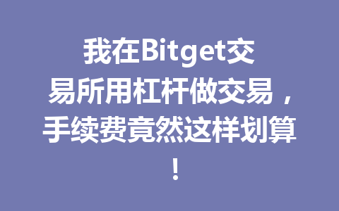 我在Bitget交易所用杠杆做交易，手续费竟然这样划算！ 一