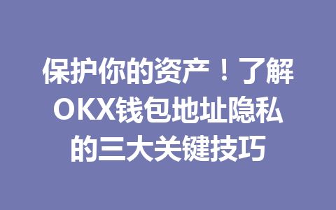 保护你的资产!了解OKX钱包地址隐私的三大关键技巧 一