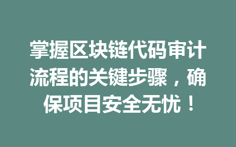 掌握区块链代码审计流程的关键步骤,确保项目安全无忧! 一