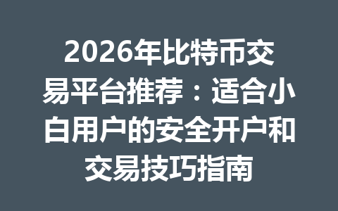 2026年比特币交易平台推荐:适合小白用户的安全开户和交易技巧指南 一