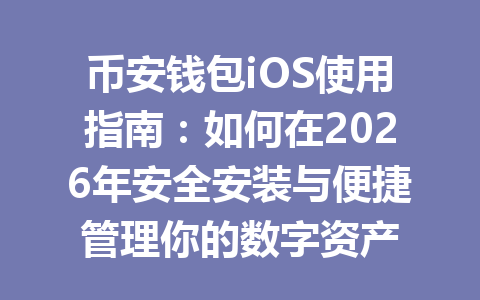 币安钱包iOS使用指南：如何在2026年安全安装与便捷管理你的数字资产 一