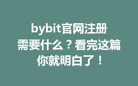 bybit官网注册需要什么?看完这篇你就明白了! 一