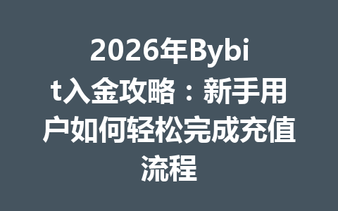 2026年Bybit入金攻略:新手用户如何轻松完成充值流程 一