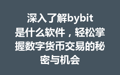 深入了解bybit是什么软件,轻松掌握数字货币交易的秘密与机会 一