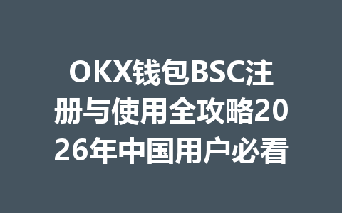 OKX钱包BSC注册与使用全攻略2026年中国用户必看 一