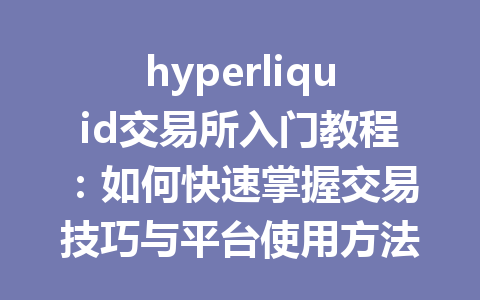 hyperliquid交易所入门教程：如何快速掌握交易技巧与平台使用方法 一
