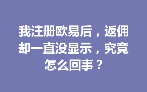我注册欧易后,返佣却一直没显示,究竟怎么回事? 一