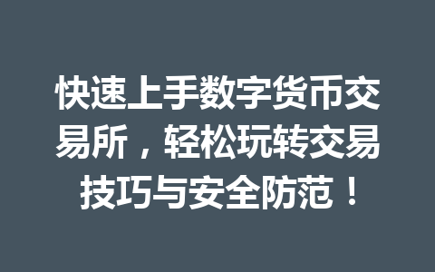 快速上手数字货币交易所,轻松玩转交易技巧与安全防范! 一