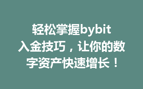 轻松掌握bybit入金技巧，让你的数字资产快速增长！ 一
