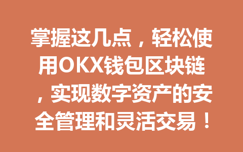掌握这几点，轻松使用OKX钱包区块链，实现数字资产的安全管理和灵活交易！ 一