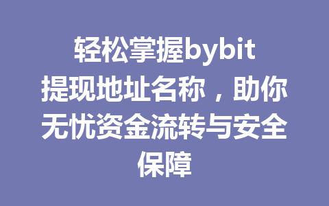 轻松掌握bybit提现地址名称，助你无忧资金流转与安全保障 一