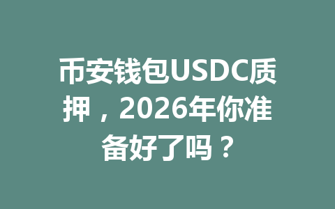 币安钱包USDC质押,2026年你准备好了吗? 一