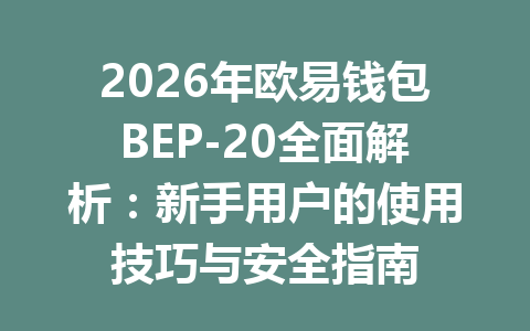 2026年欧易钱包BEP-20全面解析：新手用户的使用技巧与安全指南 一