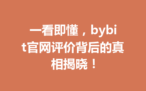 一看即懂,bybit官网评价背后的真相揭晓! 一
