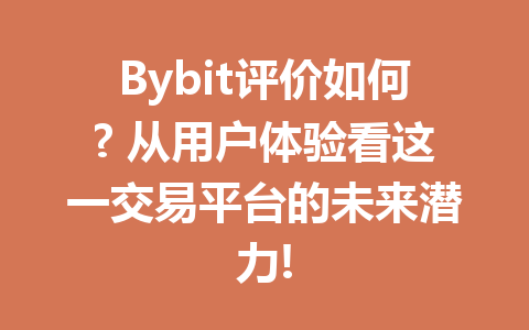 Bybit评价如何? 从用户体验看这一交易平台的未来潜力! 一