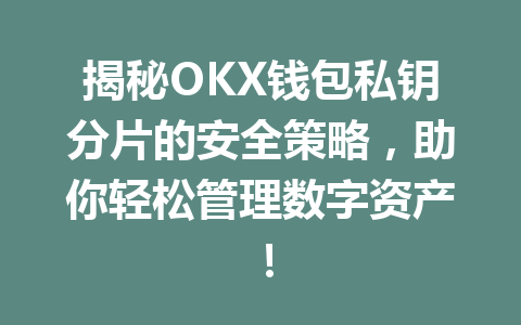 揭秘OKX钱包私钥分片的安全策略,助你轻松管理数字资产! 一