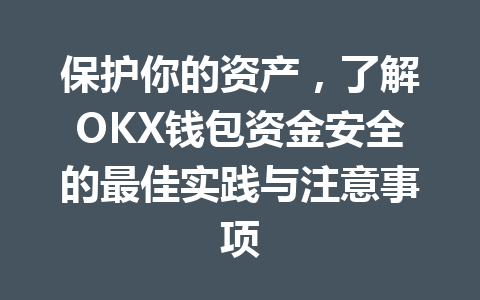 保护你的资产,了解OKX钱包资金安全的最佳实践与注意事项 一
