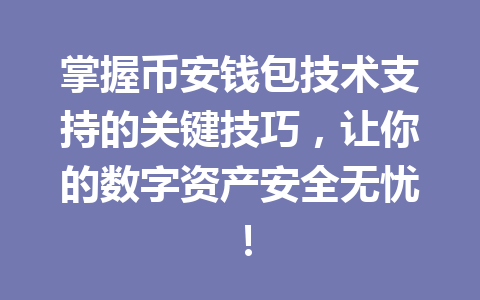 掌握币安钱包技术支持的关键技巧，让你的数字资产安全无忧！ 一