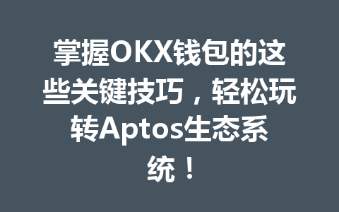 掌握OKX钱包的这些关键技巧,轻松玩转Aptos生态系统! 一