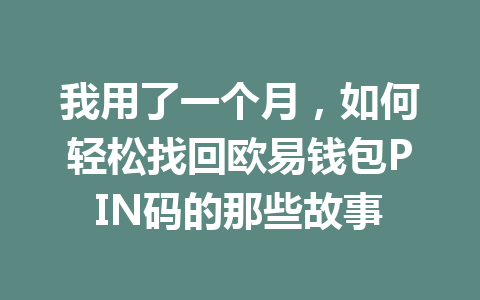 我用了一个月,如何轻松找回欧易钱包PIN码的那些故事 一