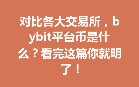 对比各大交易所,bybit平台币是什么?看完这篇你就明了! 一