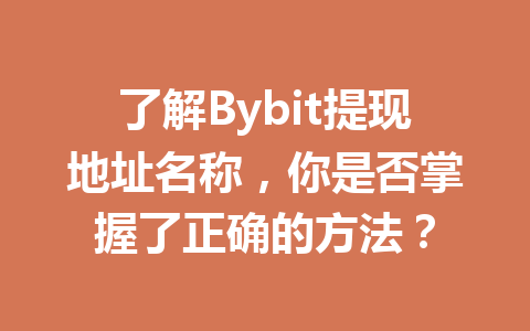 了解Bybit提现地址名称，你是否掌握了正确的方法？ 一