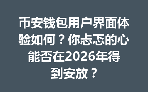币安钱包用户界面体验如何?你忐忑的心能否在2026年得到安放? 一