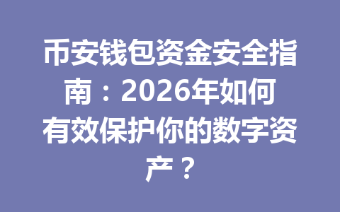 币安钱包资金安全指南:2026年如何有效保护你的数字资产? 一