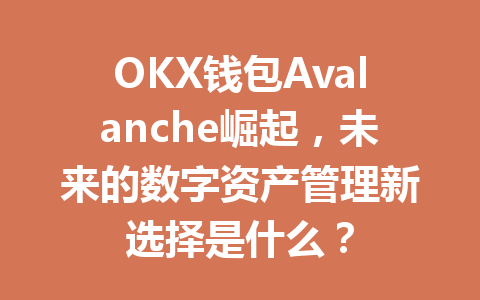 OKX钱包Avalanche崛起,未来的数字资产管理新选择是什么? 一