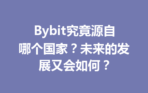 Bybit究竟源自哪个国家？未来的发展又会如何？ 一