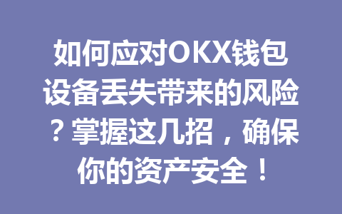 如何应对OKX钱包设备丢失带来的风险？掌握这几招，确保你的资产安全！ 一