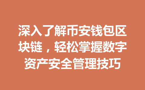 深入了解币安钱包区块链,轻松掌握数字资产安全管理技巧 一