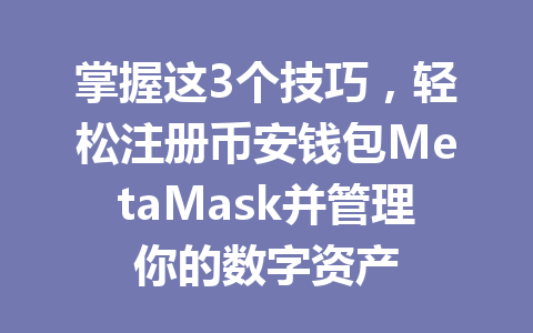 掌握这3个技巧,轻松注册币安钱包MetaMask并管理你的数字资产 一