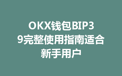 OKX钱包BIP39完整使用指南适合新手用户 一