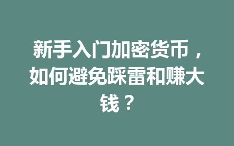 新手入门加密货币,如何避免踩雷和赚大钱? 一