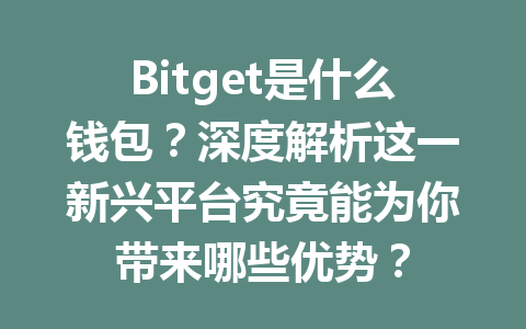 Bitget是什么钱包?深度解析这一新兴平台究竟能为你带来哪些优势? 一