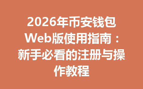 2026年币安钱包Web版使用指南:新手必看的注册与操作教程 一
