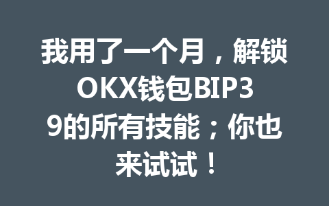 我用了一个月，解锁OKX钱包BIP39的所有技能；你也来试试！ 一